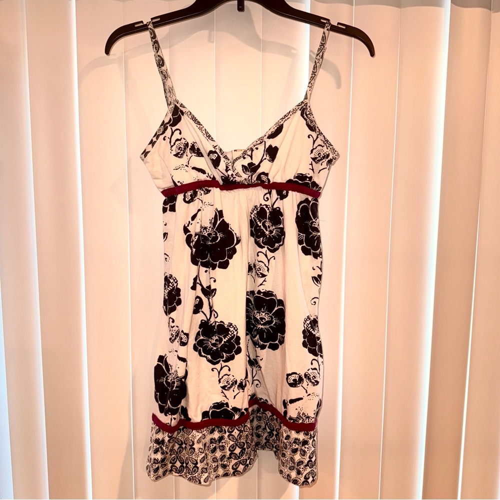 Roxy White Navy Floral Print Y2K Dress